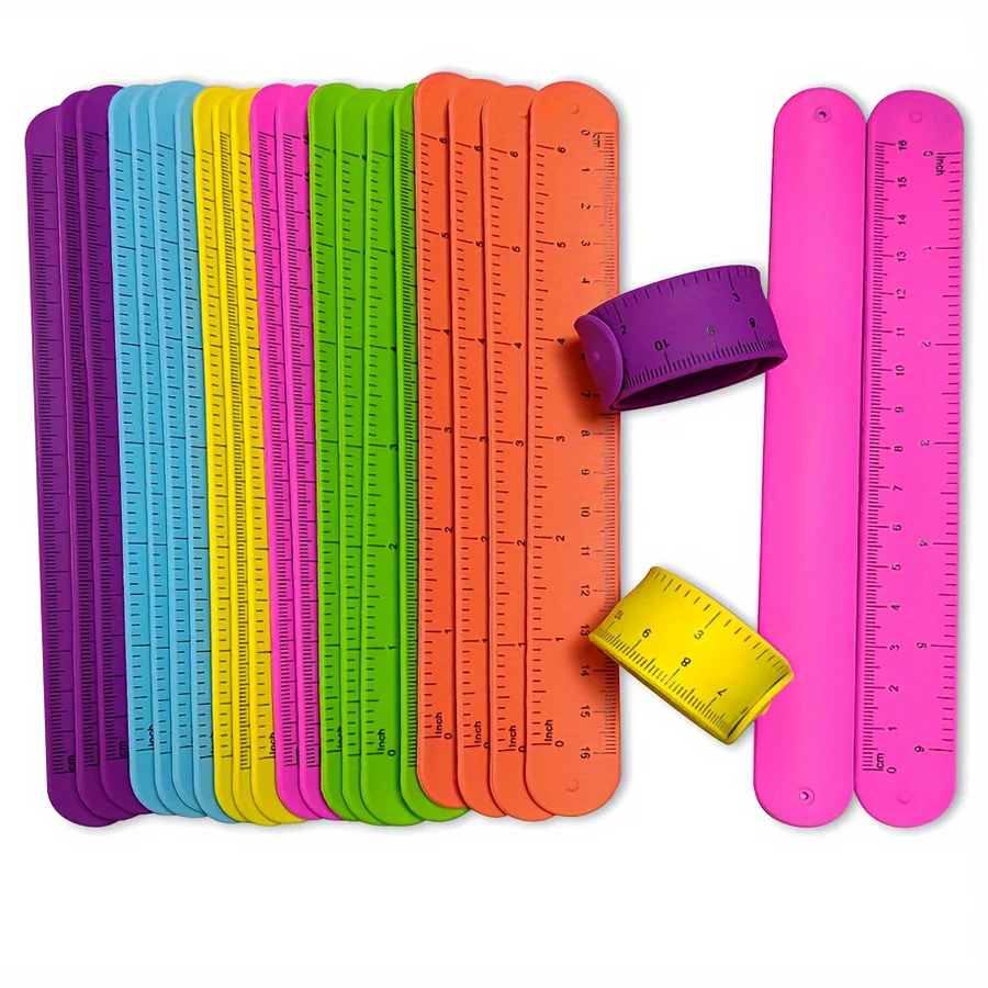 Silicone Wristband Ruler Slap Bracelets Bands Snap Bands 6pcs ruler set drawing ruler