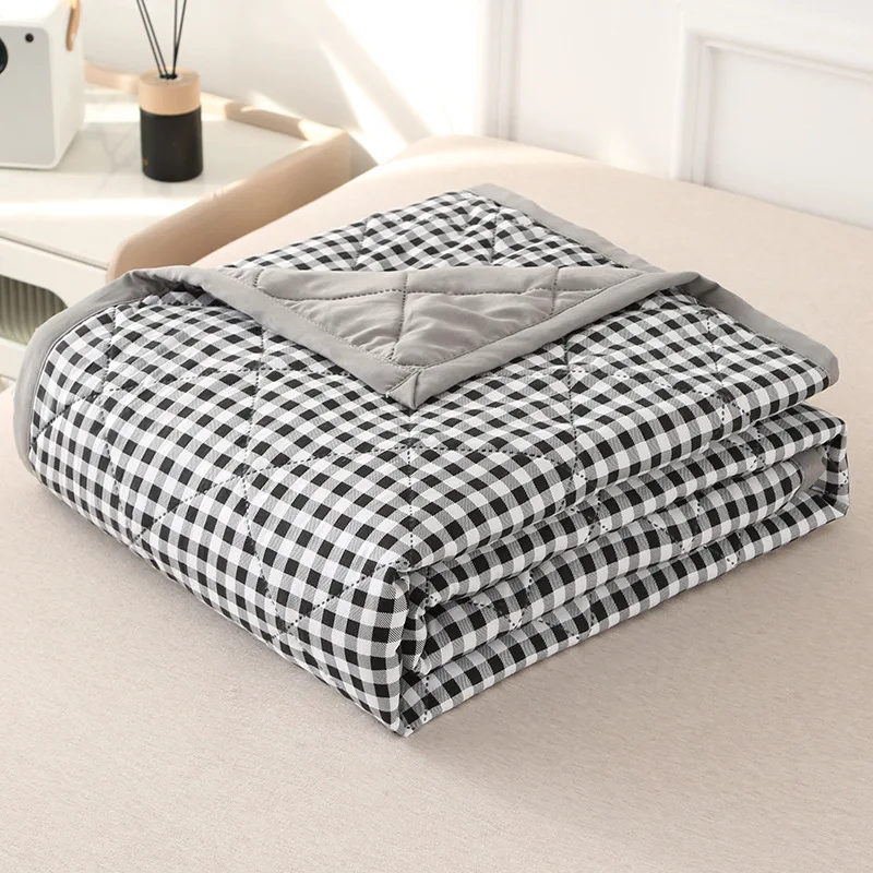 Plaid Summer Quilt Washed Cotton Air Condition Thin Comforter Blanket Bedspread for Single Double Queen King Bed Coverlet summer quilt