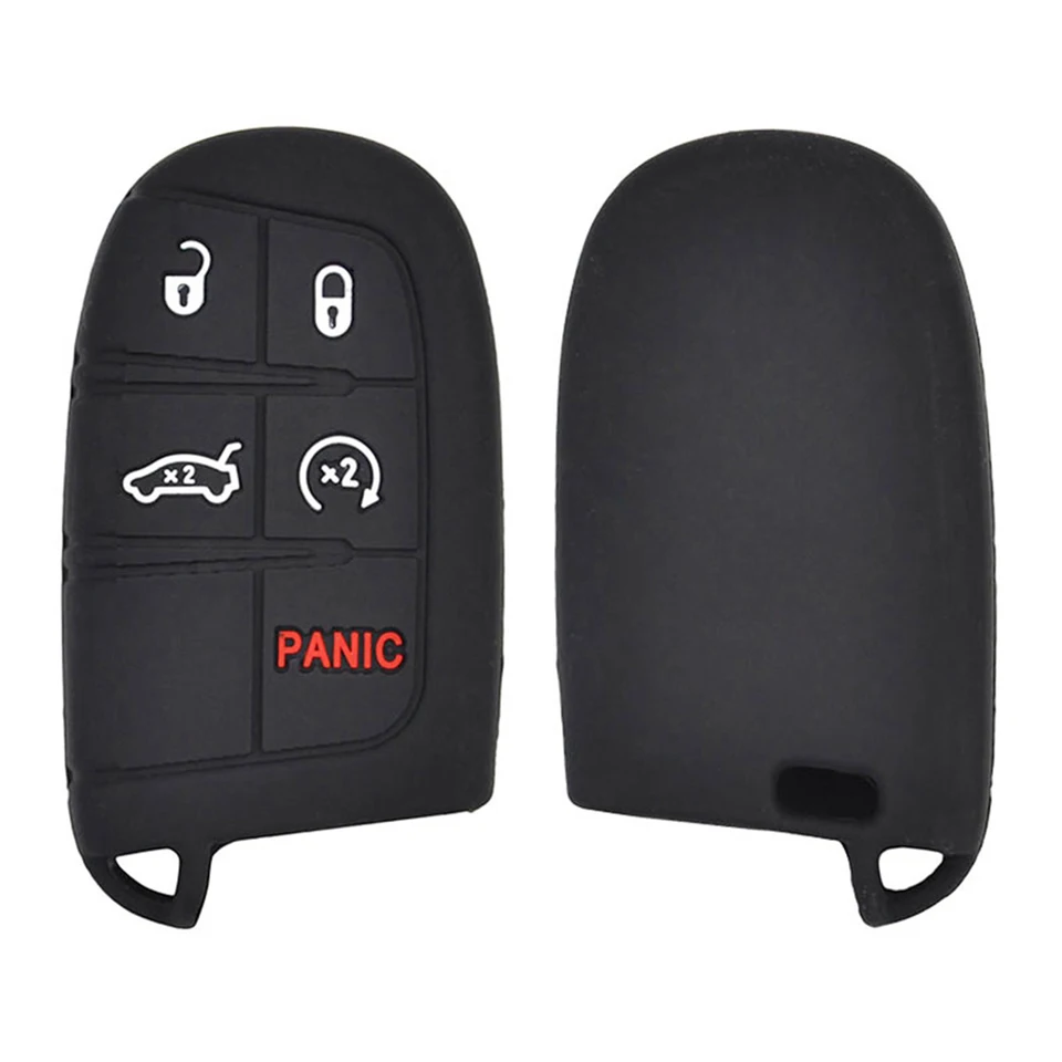 AYGUCEKE Key Fob Cover For Dodge Ram 1500, Charger, Durango, Jeep Grand Cherokee - Protective TPU Case With Leather Keychain (2009-2022 Models)