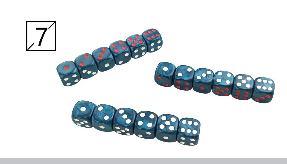 Yernea 6Pcs3 Bag Acrylic Dice 16mm Round Corner Marble effect Dice Set Red White Point Blue Dice Table Games D6 High-quality Plastic Product (8)