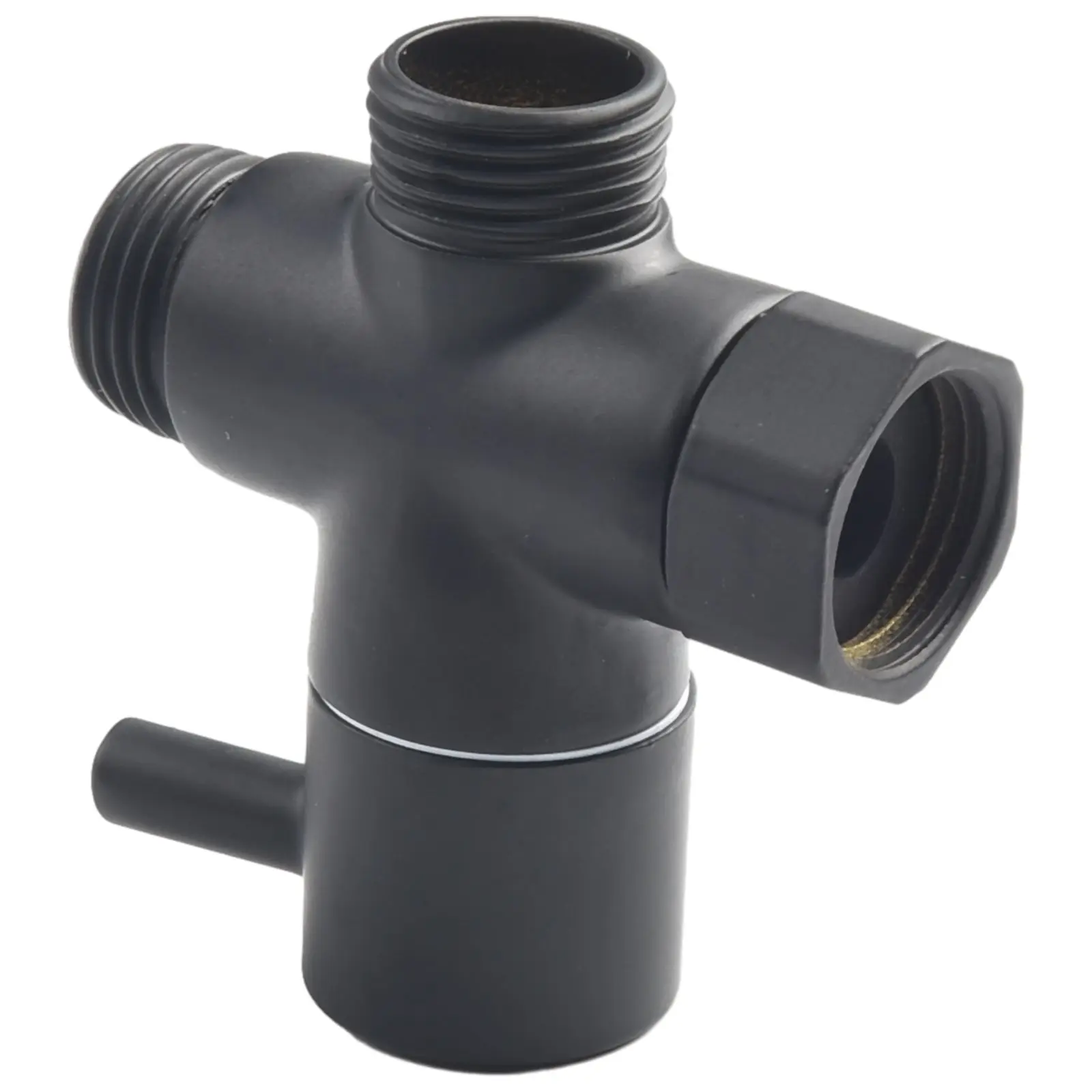 Sturdy And Durable Diverter Valve T Adapter 1/2in Female 1/2in Male Black Brass For Shower Head Solid Metal Handle