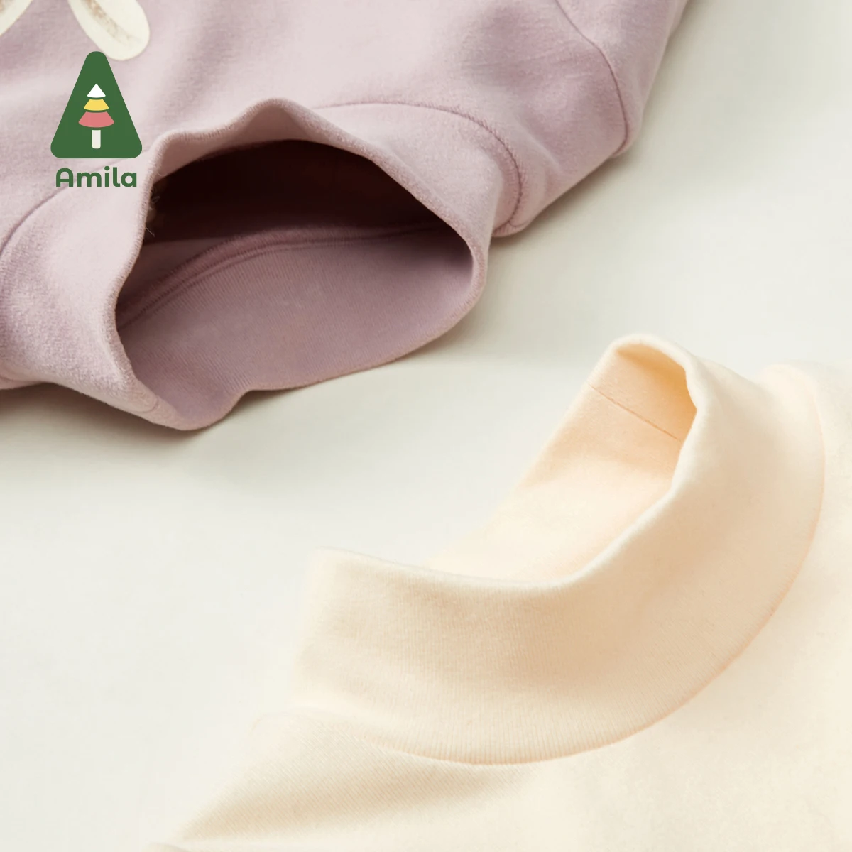 Amila Baby T-shirt Autumn High-collar Long Sleeves For Boys and Girls Soft Moon Rabbit Children Clothes Cartoon