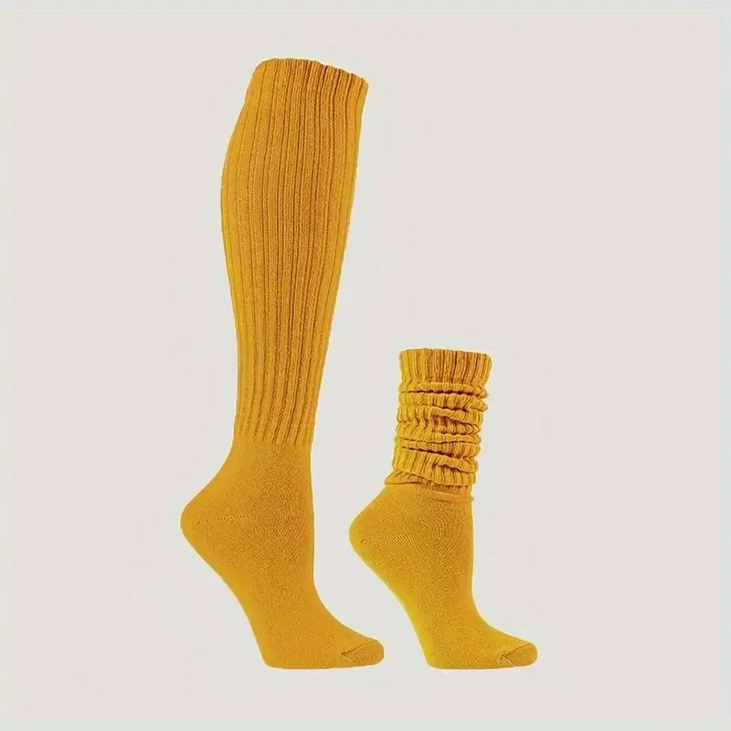 1 paar Frauen Herbst Winter Einfarbig Gestrickte waden Socken Modische Rippen Elegante Stil Warme Bequeme Casual Stapeln Socke – Detail 16