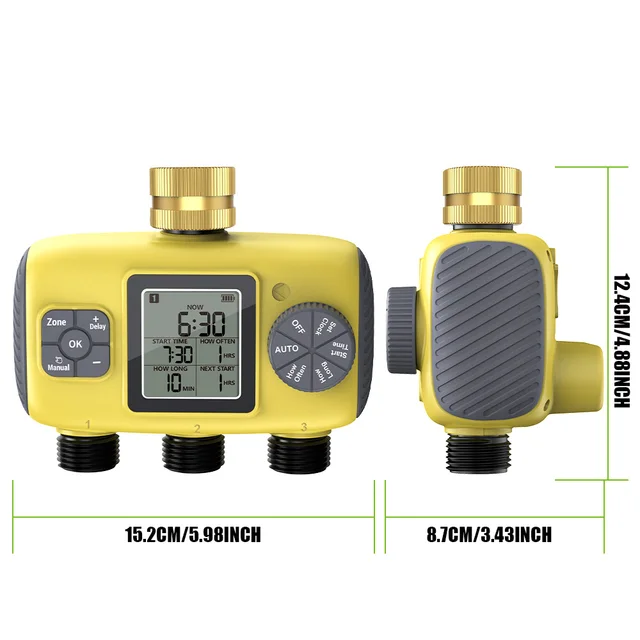 Insoma 3-Outlet Automatic Water Timer Garden Irrigation Watering System Independent Control Sprinkler Programmer Tools 3
