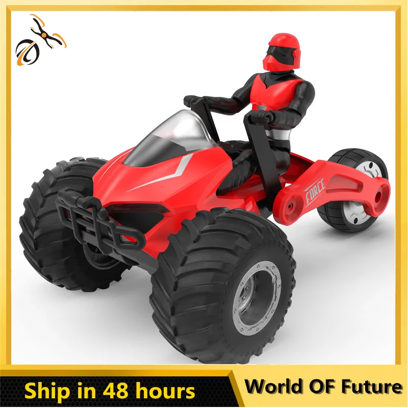 

1：16 2.4G RC Car Remote Control Car Rotating Motorcycle Light Music Dancing Deformation Stunt Car Children's Toy for Boy Gift