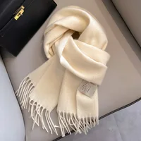 100% Wool Winter Scarf For Women Long Warm Cashmere Scarves Hijab Solid Lady Shawl Wrap Female Pashmina Bandana Head Scarfs New - Image 2