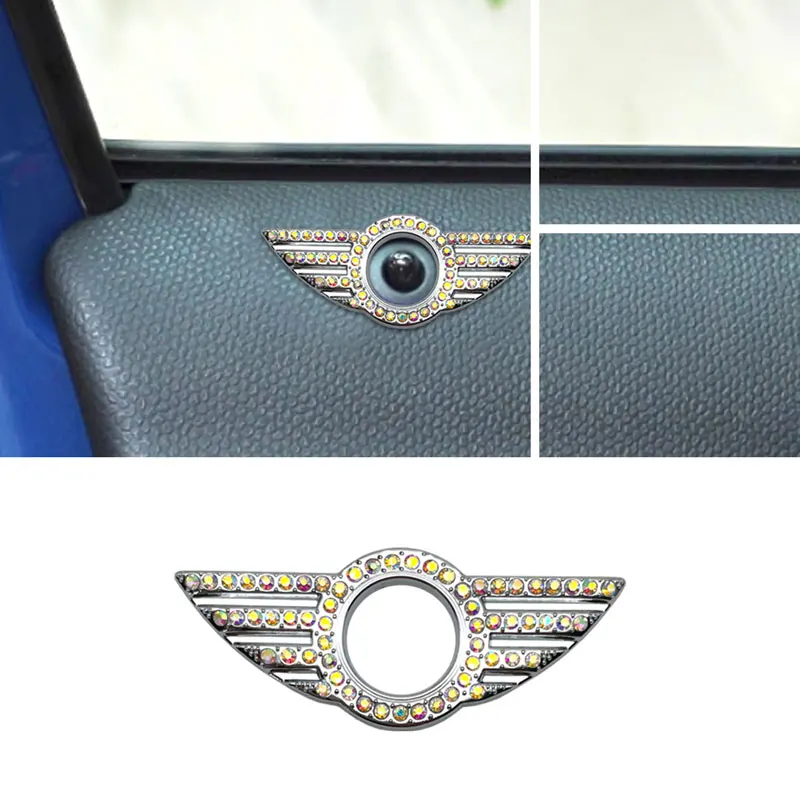 2 Autocollants Emblème Aile Pour Serrure Porte Voiture - Alliage Zinc Argenté - Protection Contre Rayures - Décoration Style MINI - Facile à Coller