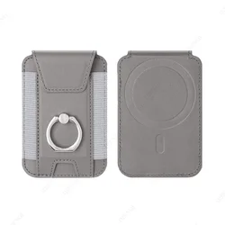 Magnetic PU Leather Portable Business Card Holder with Flap Cover (Grey)
