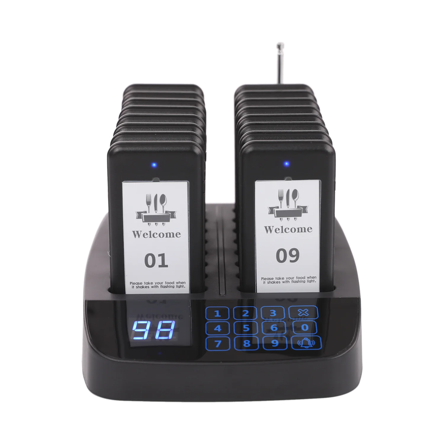 Wireless Restaurant Pager System Buzzer Calling System 16 Pagers For Food Truck Fast Food Court Bar Cafe Shop