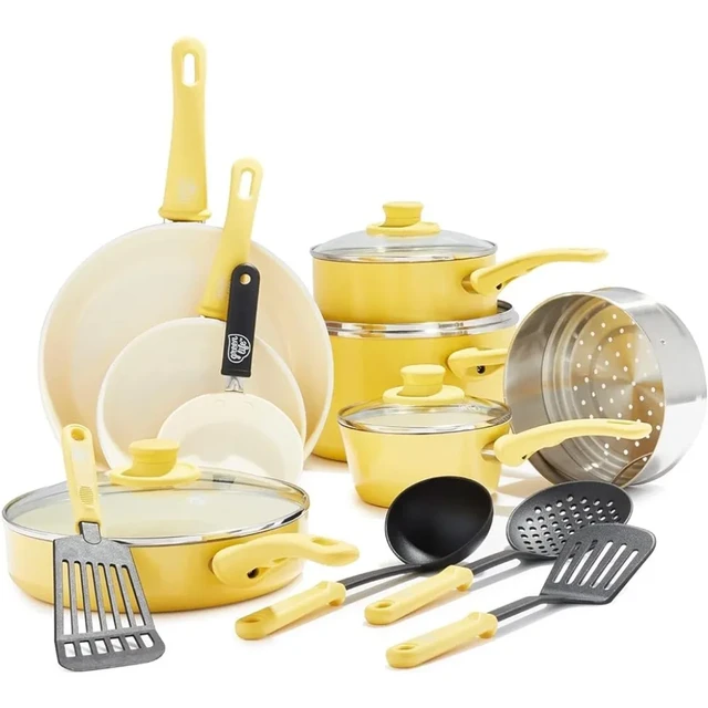Style Nonstick Cookware Saute Pan with Lid, 3-Quart, Yellow