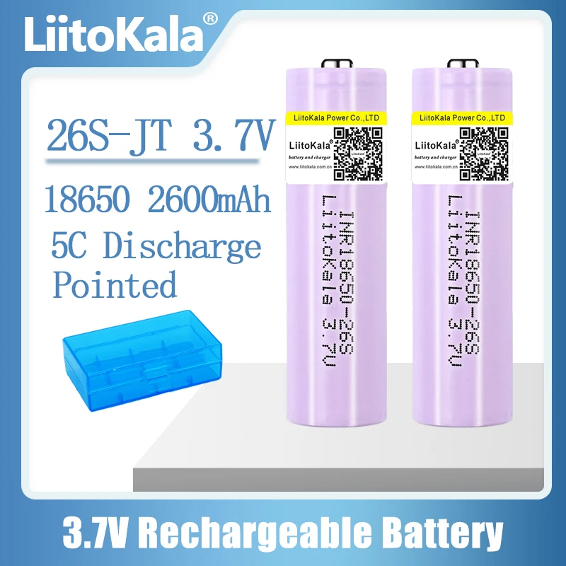 Liitokala Nuovo Originale 26S-Jt 3.7V 2600Mah 18650 26S 5C Batteria Ricaricabile Al Litio A Scarica Per Batteria Torcia + A Punta
