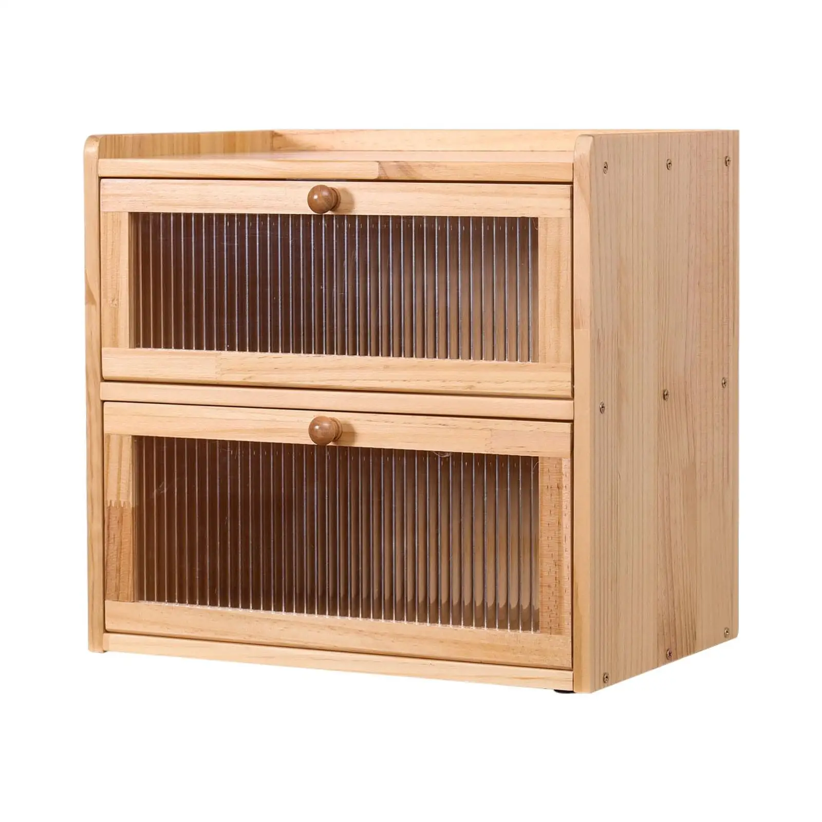 Bread Box for Kitchen Countertop 2 Layer Unique Gift with Flip Lid Wooden Storage Container Bread Holder Farmhouse Breadbox