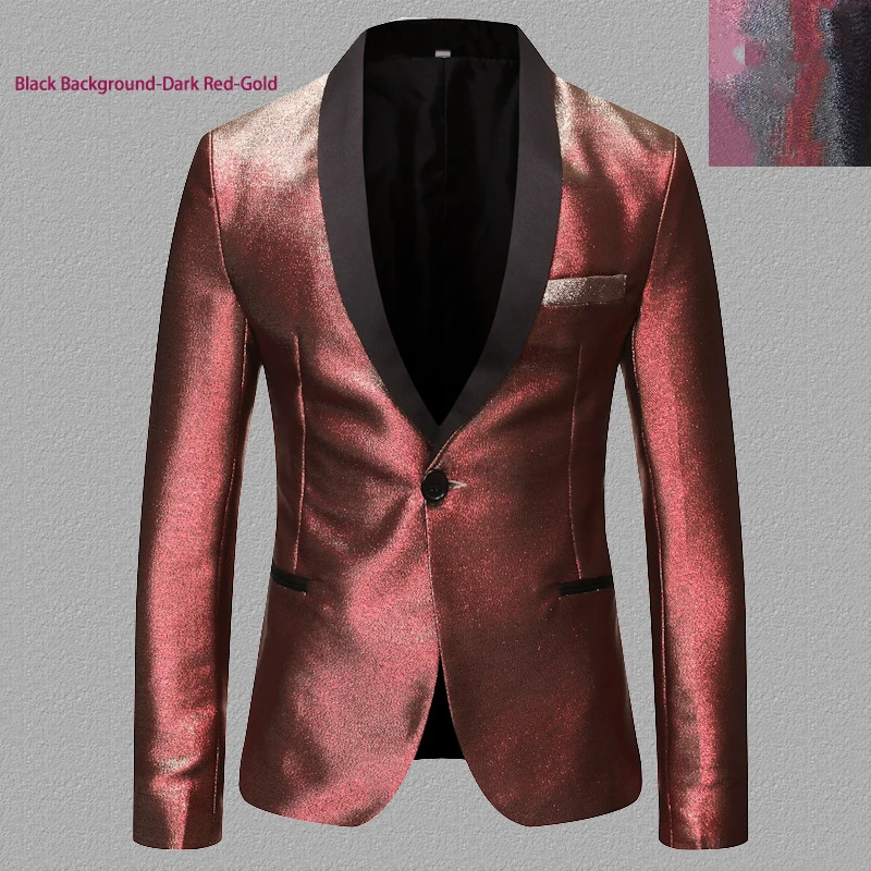 Autumn New Color Change Gold Blazer for Men,Male Singer Casual Performance Jackets,Slim Best Man Dress Shining Stage Dress