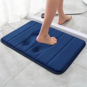 Tapis de bain Super absorbant, antidérapant, pour salle de bain, chambre à coucher, sol de toilette, douche, décoration de maison, en mousse à mémoire de forme douce 1