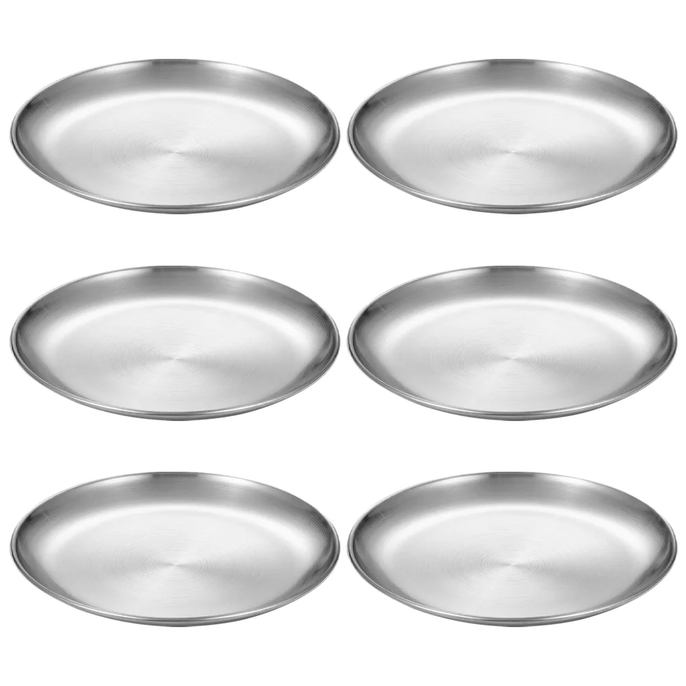 

6 Pcs Stainless Steel Plate Kitchen Supplies Metal Kids Flatware Accesorios