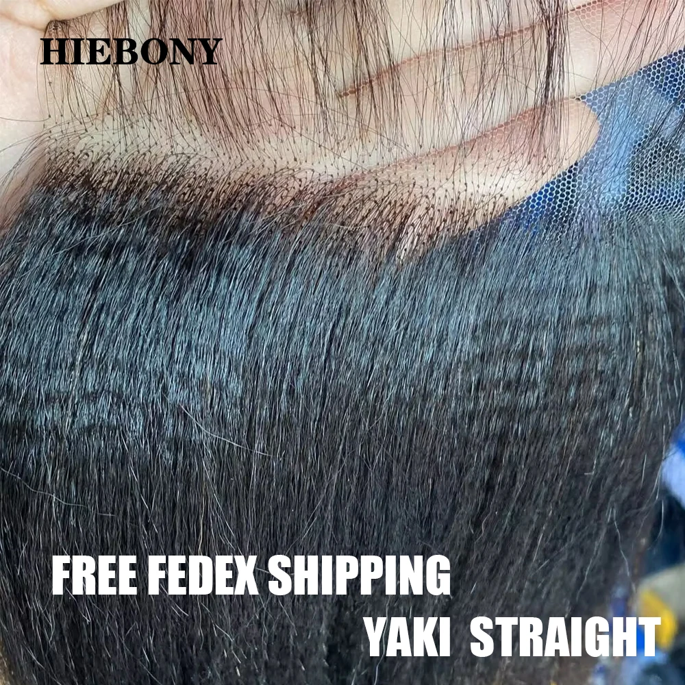 HiEbony Hair Yaki Straight HD Lace Closure&Frontal Only 100% Virgin Human Hair 5x5 6x6 7x7 13x4 13x6 Melt Skin HD Lace Frontal