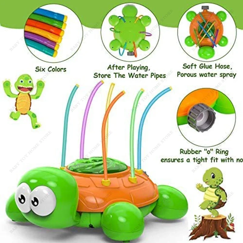 Outdoor Water Spray Sprinkler for Kids and Toddlers Backyard Spinning Turtle Toy Splashing Fun Gifts Kid Boysgirls