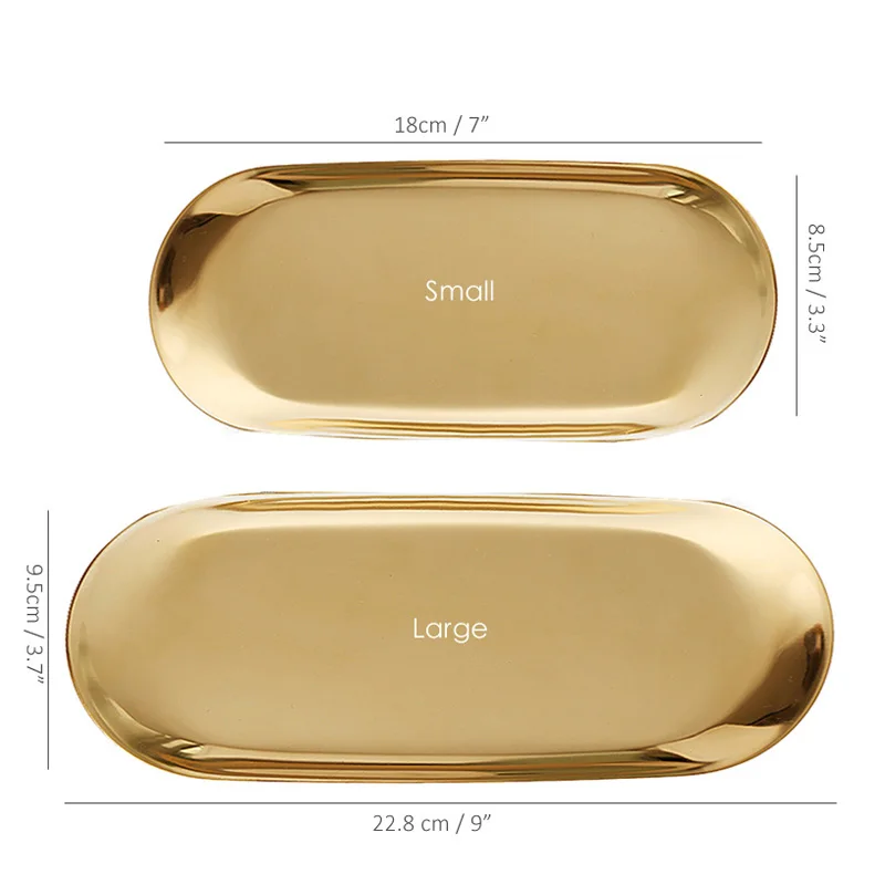 Modern Metal Rose Gold Plate, Silver Oval Storage Tray, Decorative Jewelry Display, Stainless Steel Tray, Storage Supplies 6