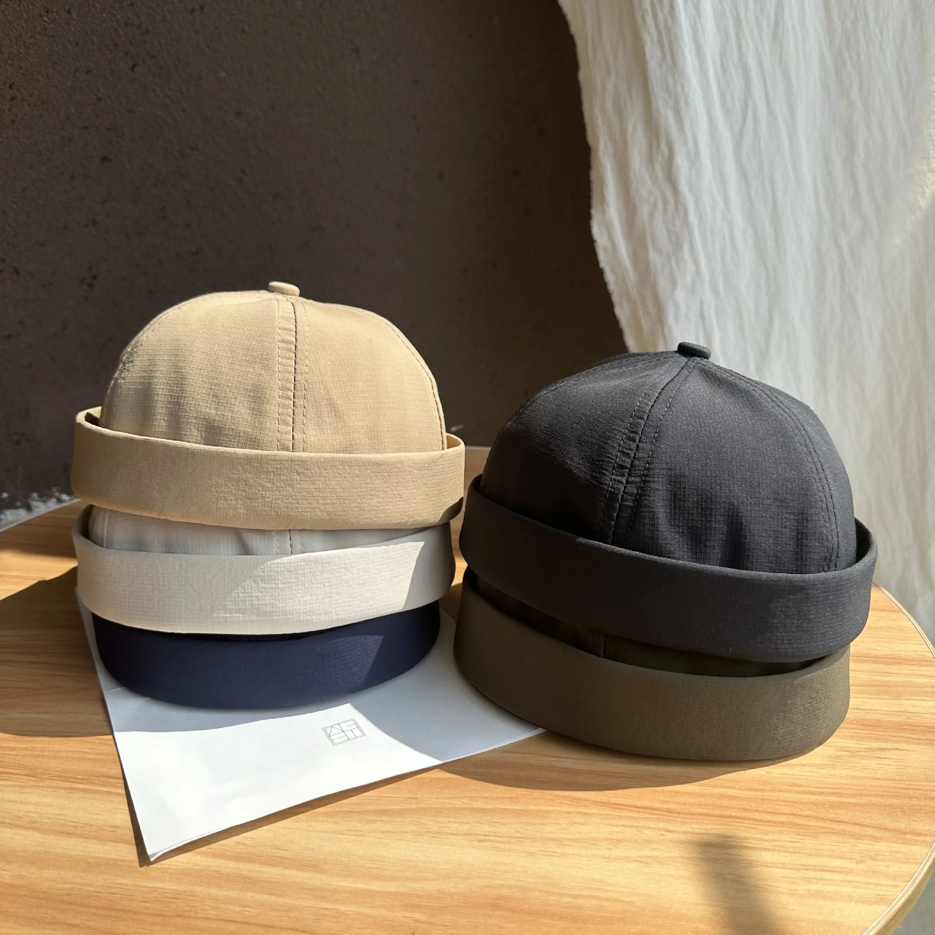 Summer Docker Cap Brimless Hat Skullcap Solid Color Quick-Dry