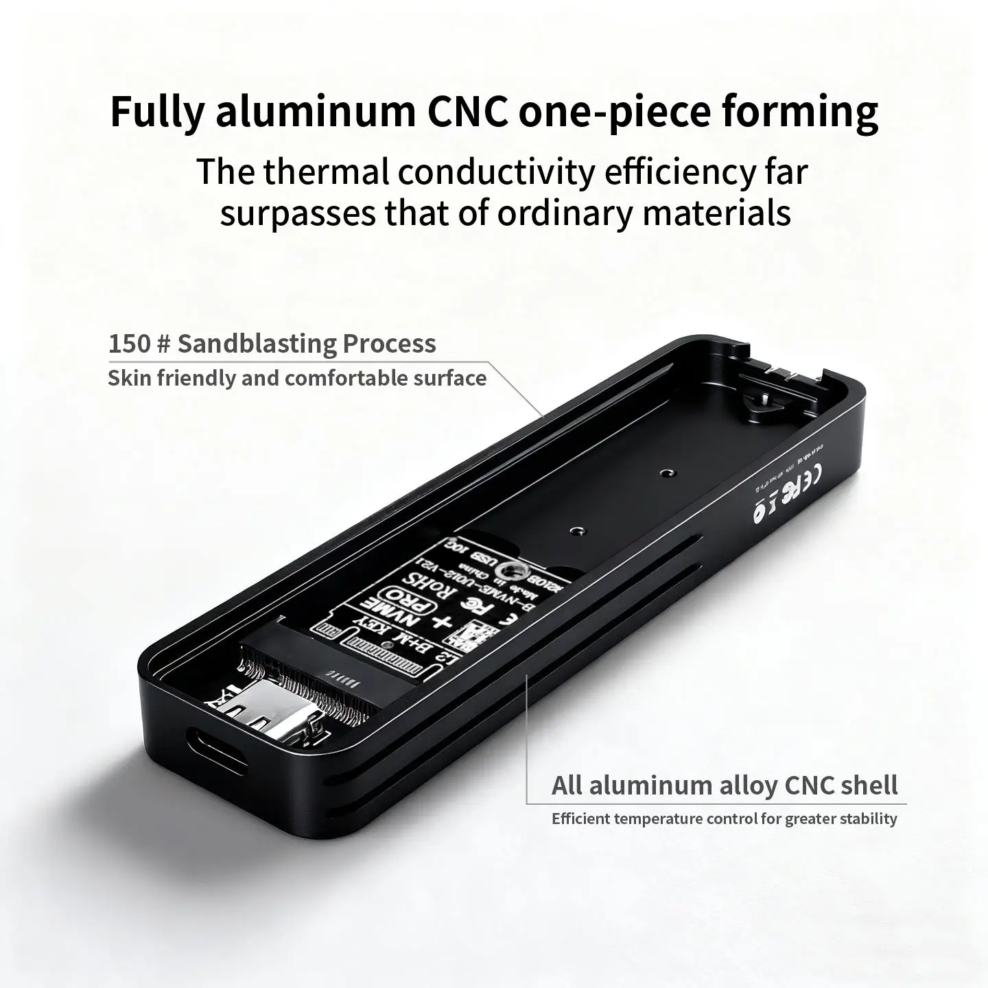 M2 SSD 케이스 M.2 NVMe SATA SSD 외장 케이스 어댑터 10Gbps USB 3.2 Gen2 USB C 외장 케이스 커버 M 및 B&M 키 지원