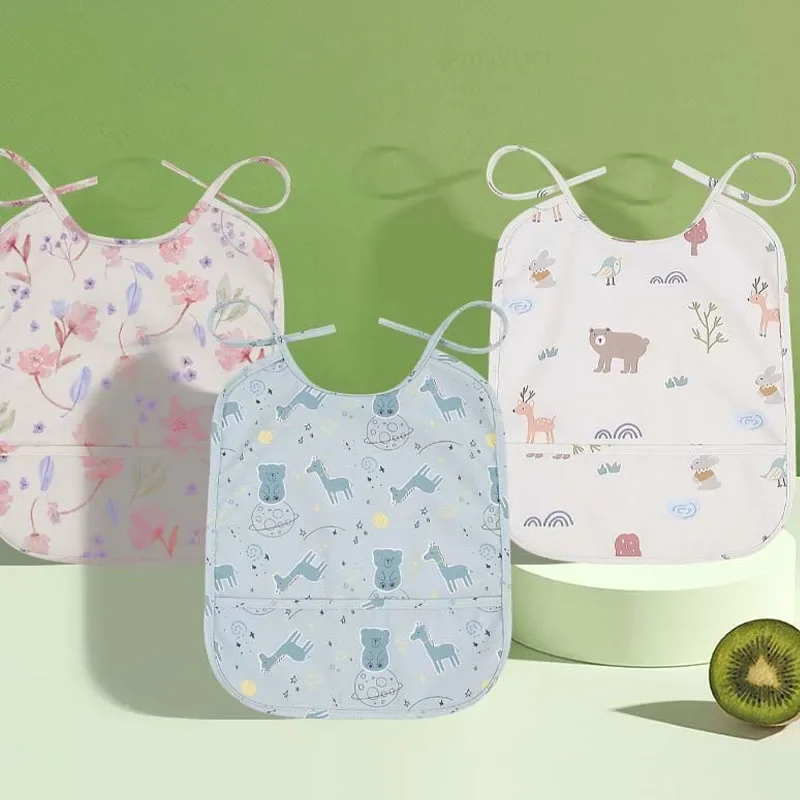 Baby Soft Waterproof PU Bib Kid Sleeveless Adjustable Feeding Cloth Boys Girls Cartoon Painting Smock Children Meal Eating Apron
