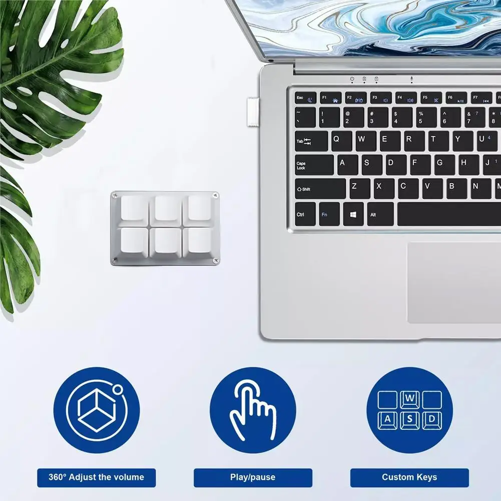 Mini 6 Keys Keyboard Bluetooth Custom Keypad Wireless USB Mode Rechargeable Hardware Keyboard Dual Shortcut Programmable