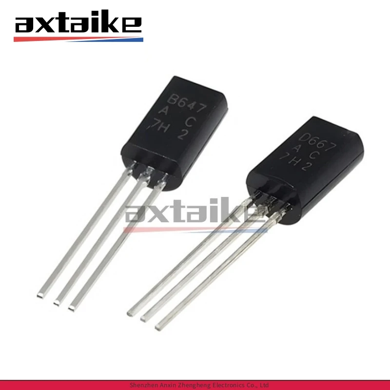 50PCS 2SB647 2SD667 TO-92L B647 D667 1A 80V 750mW NPN PNP Transistors ...