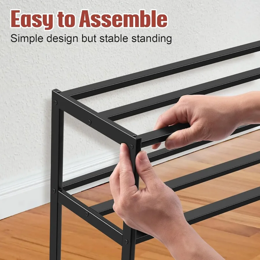 Heavy Duty Shoe Rack for Closet Entryway Stackable Shoe Organizer for Small Space Metal Shoe Rack Shelf Storage for Bedroom Flo