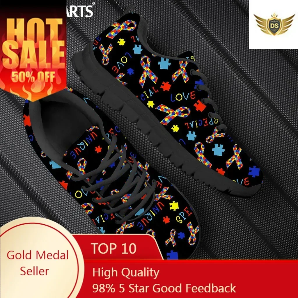 

Woman Flats Shoes Autism Awareness Design For Girls Personalized Walking Shoes Female Wear-resistant Sport Sneakers
