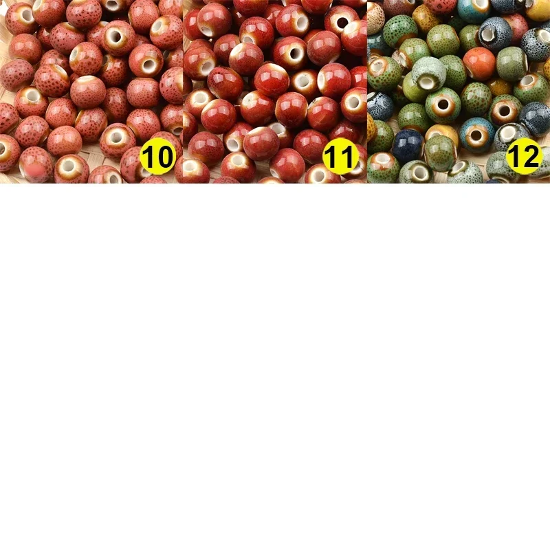 Ceramic Beads 6mm 8mm 10mm Fashion 2.5mm Big Hole Diy Handmade Loose Round Porcelain For Jewelry Making