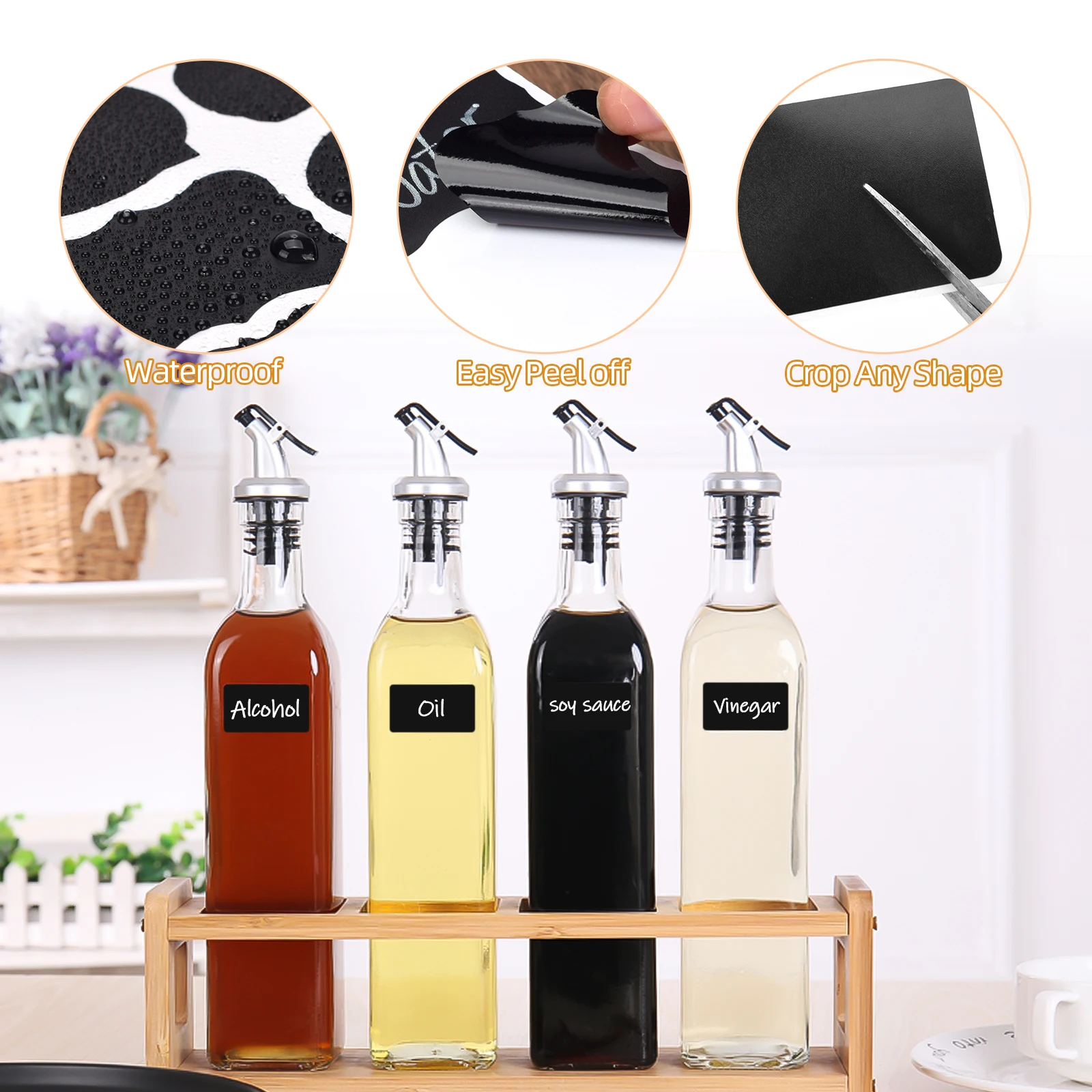 236pcs Spice Jars Stickers Waterproof Kitchen Label Sticker Storage Jar Spice Blackboard Sticker With 2pcs Erasable Marker Pens