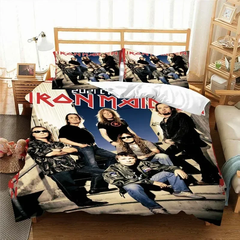 Iron--Maiden Pattern Quilt Cover Pillowcase Bedding Two or Three Piece Set Multi Size Comforter Set Duvet Cover Bedding Sets 5