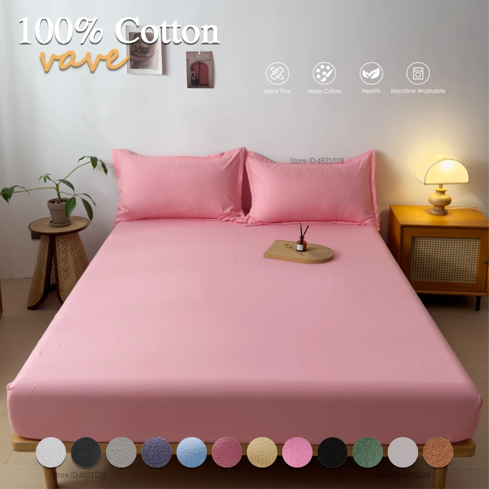 Soft Cotton Fitted Sheet Single Double large King Queen Size Mattress pad Bedspread Cover with Elastic Band Bed Sheet 160x200 mattress cover printed fitted sheet