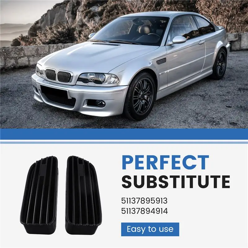 AEA6-사이드 펜더 벤트 그릴 51137895913 51137895914 BMW 3 시리즈 M3 E46 2001-2006 펜더 에어벤트 트림 커버