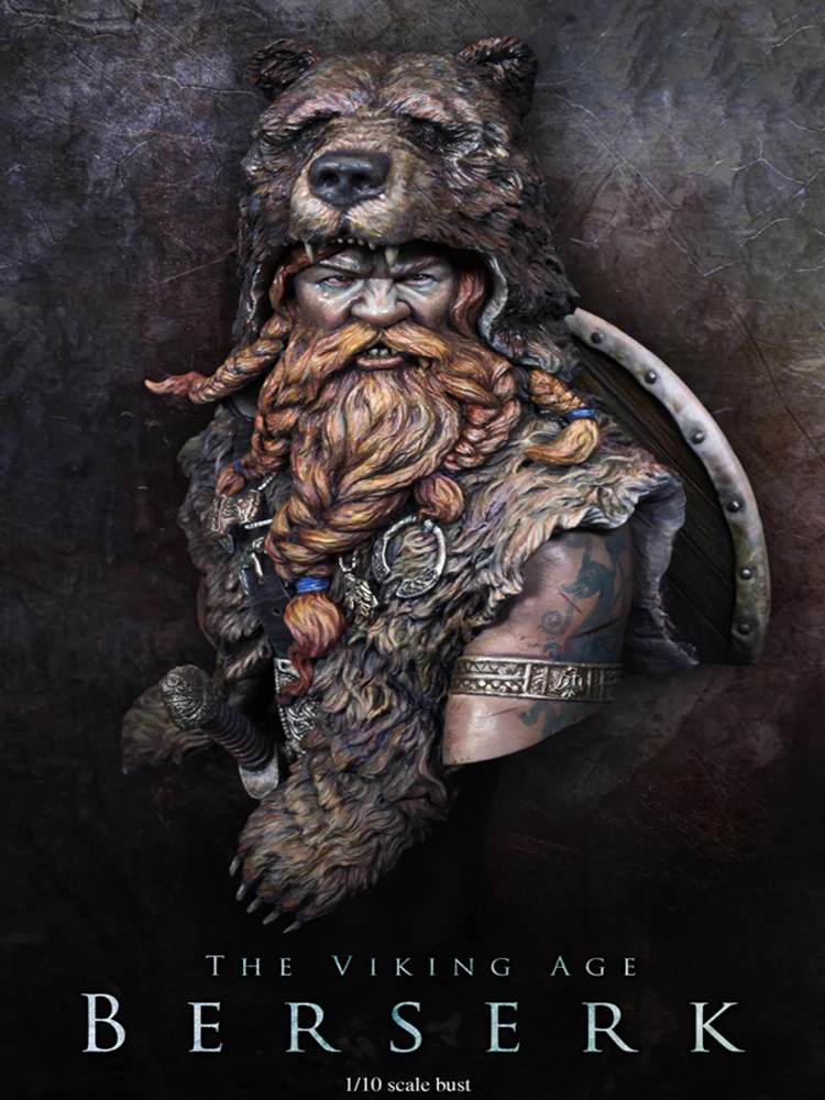 Kit Non Verniciato 1/10 Busto In Resina Busto Berserker Figura Figura Storica Kit In Resina