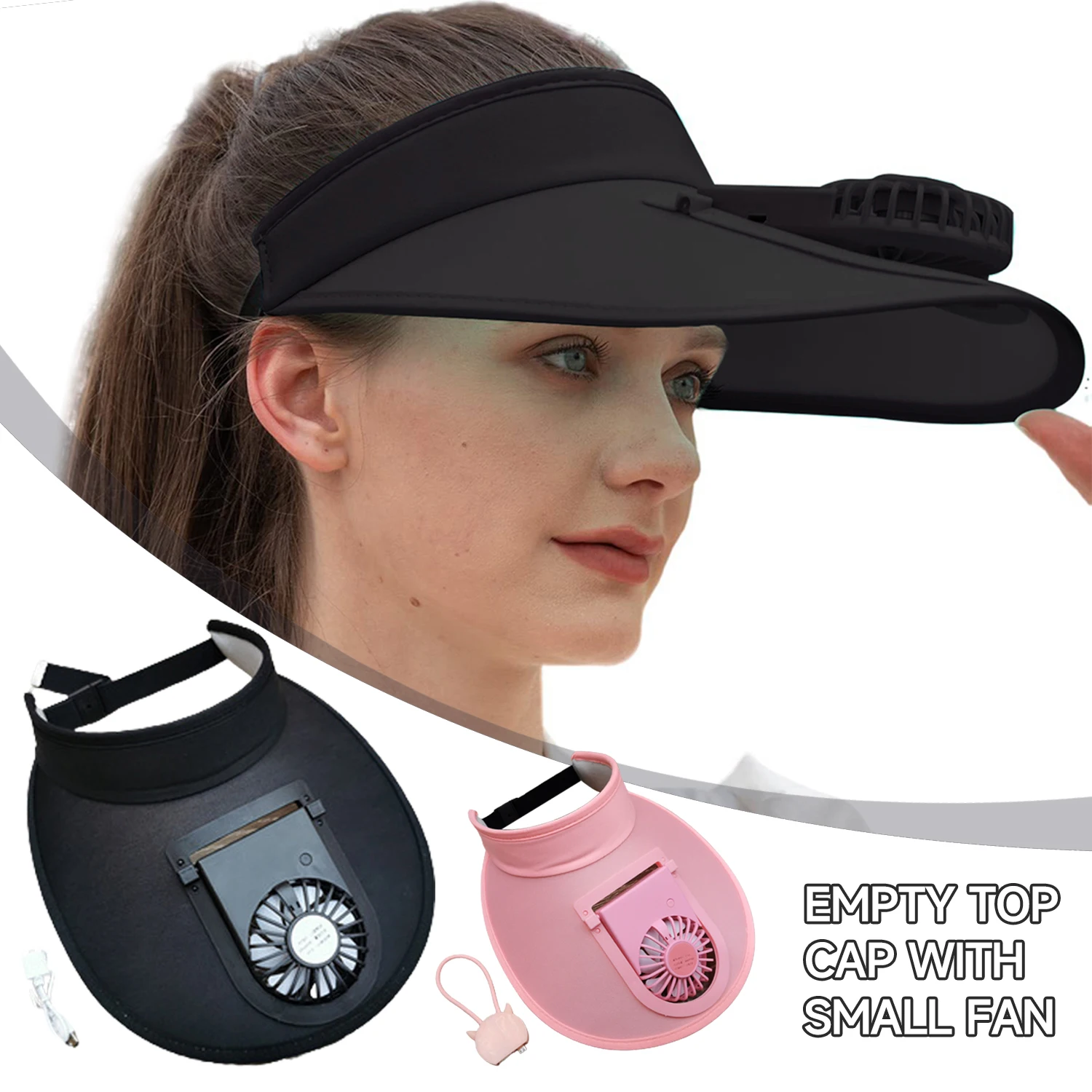 Unisex Hollow Visors Cap With Small Fan Usb Charging Anti Hacking Sun