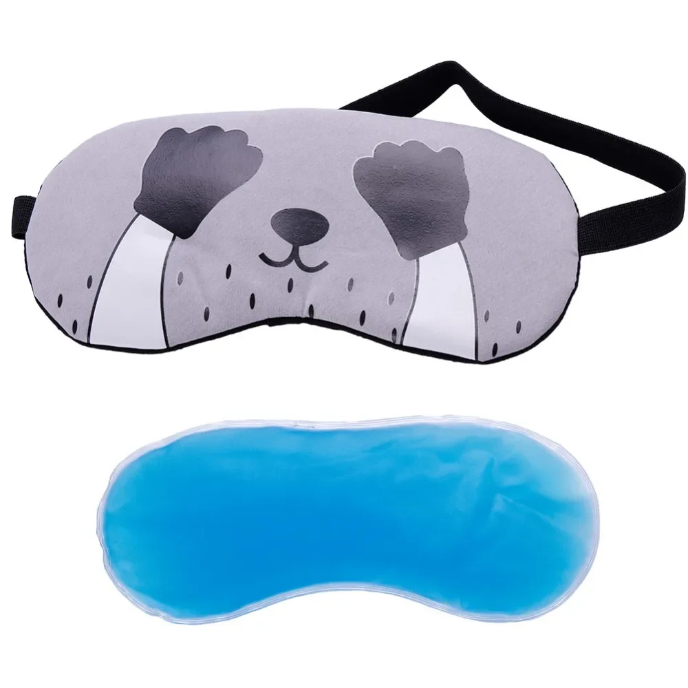 Cute Cat Cartoon Soft Eye Sleep Aid Mask with Comfortable Ice Compress Gel Travel Rest Eye Shade Cover Blindfold #280205 5