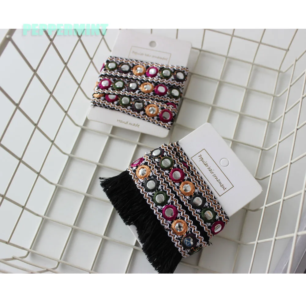 1yard Ethnic Mirror Embroidered Webbing 2/4.5cm Indian Trim DIY