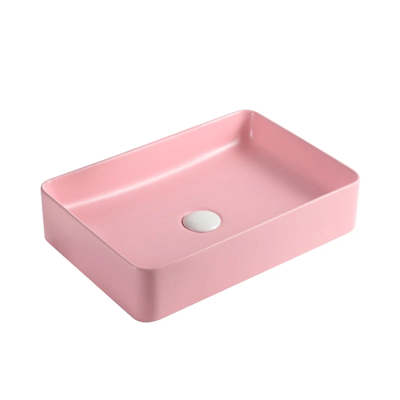 

Single basin pink square luxury bathroom color creative household washbasin