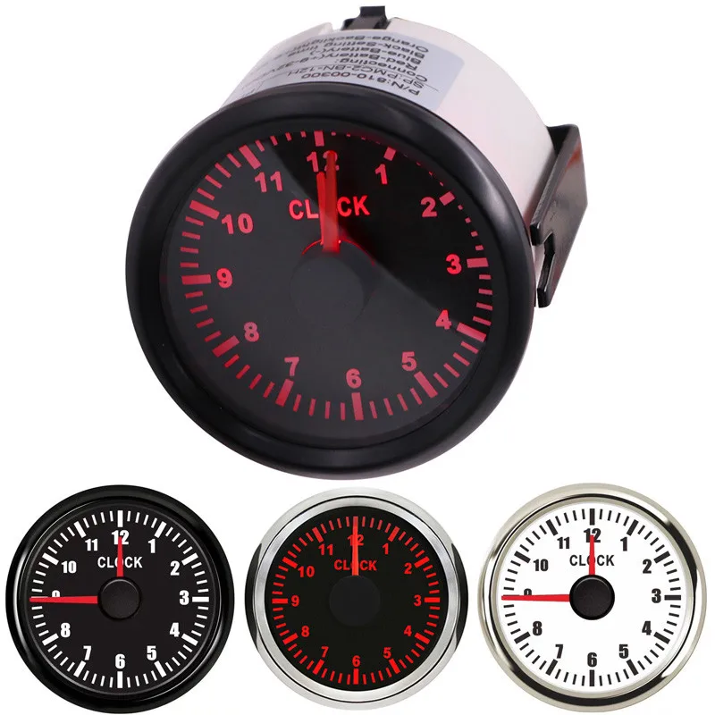 

Pointer Type Clock Gauges Tuning 52mm Marine Clock Meters 0-12Hours Hourmeters Red Backlight for Auto Ships Yacht Motorcycle Rv