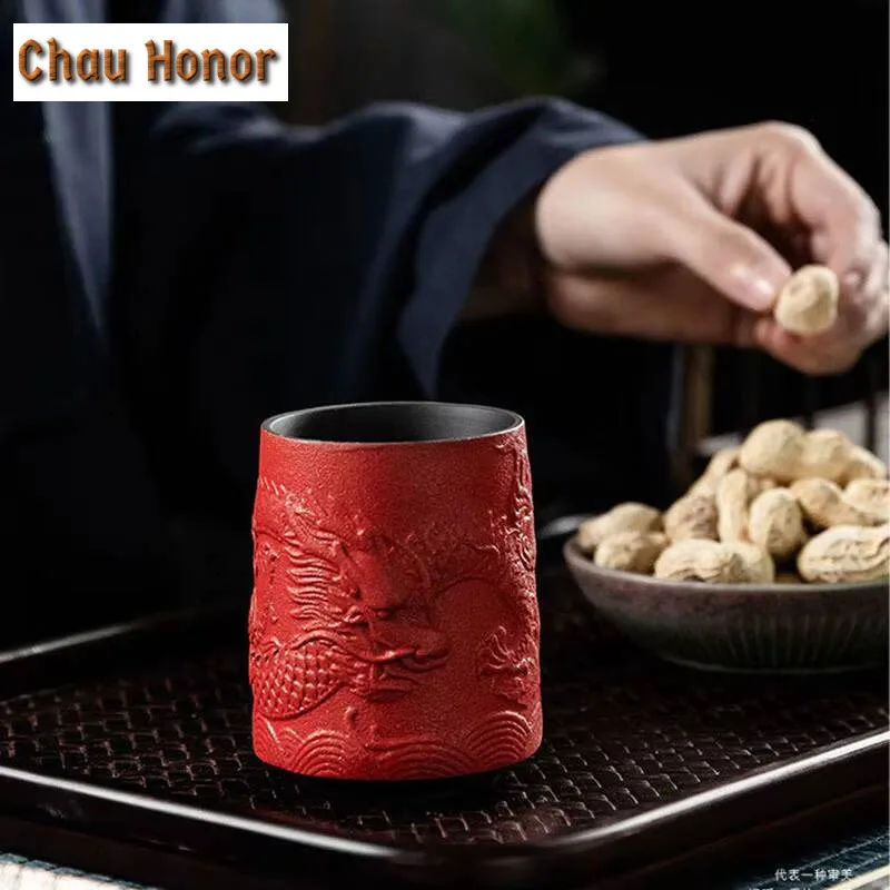 Japanese Style Exquisite Creative Ceramic Mugs Personality Retro Dragon Cup Water Mug Tea Canister Dual-purpose Household Teaset
