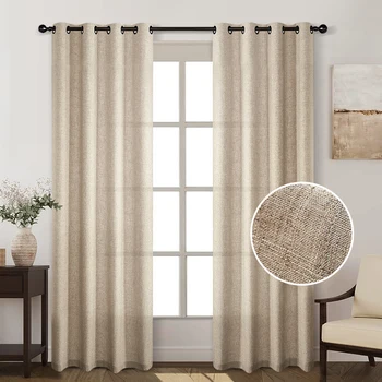 Custom Made Linen Semi-blackout Curtains For Kitchen Bedroom Solid Color Window Curtains for Living Room