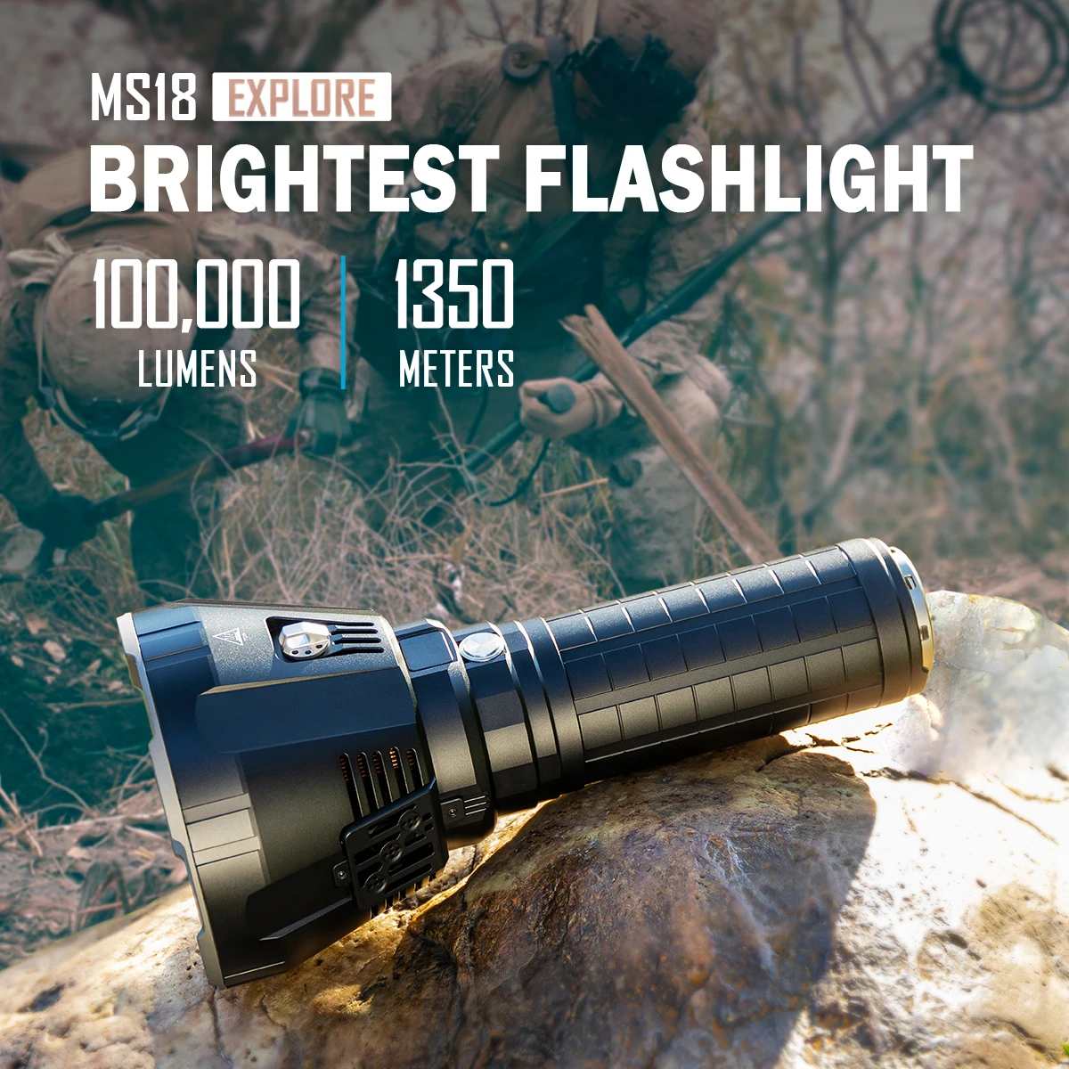 IMALENT MS18+MS03 Powerful Flashlight 100000LM CREE XHP70.2 LEDs Rechargeable Brightest Professional Torch for Hunting Searching
