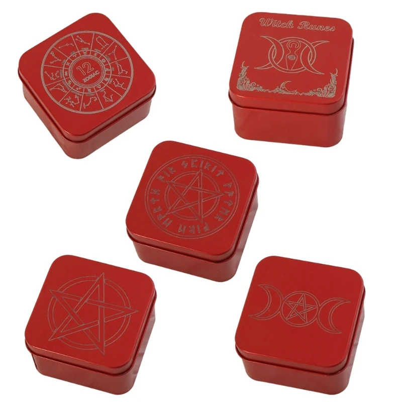 

Y1UC Tarot Cards Storage Box Iron Tarot Card Storage Case Astrologys Trinkets Box for Fortune Telling, Witch Decoration