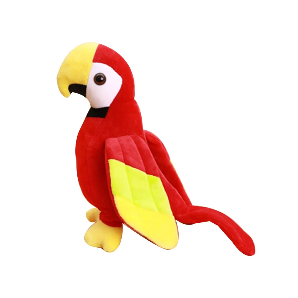 Plush Parrot Stuffed Plush Lifelike Bird Plush Interactive Mini Animals for Kids Boys Birthday Gift Red