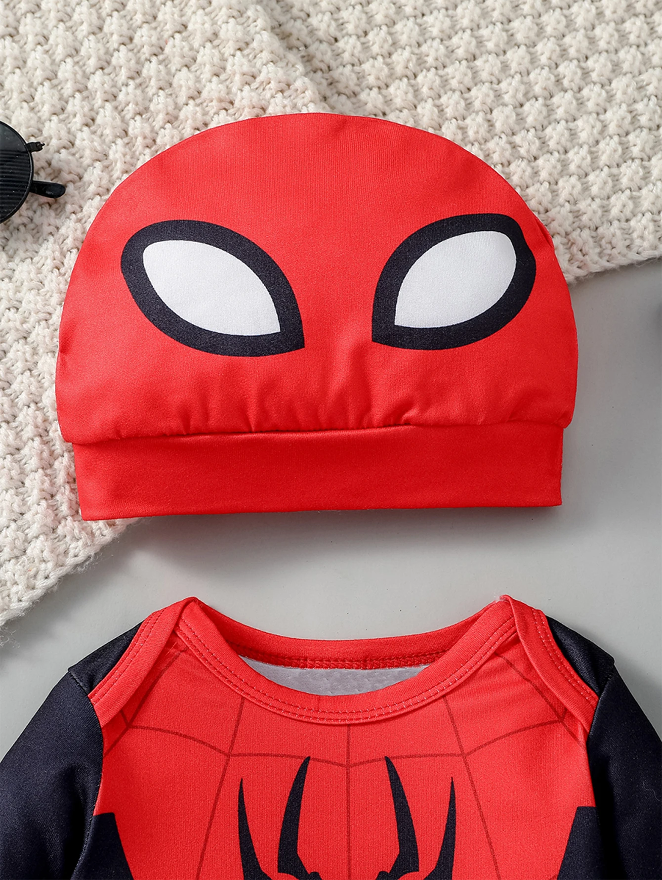 2Pcs Baby boys All Seasons long Sleeve Newborn Infant Rompers Onesie Cartoon spider Casual Daily Jumpsuit+Hat 3