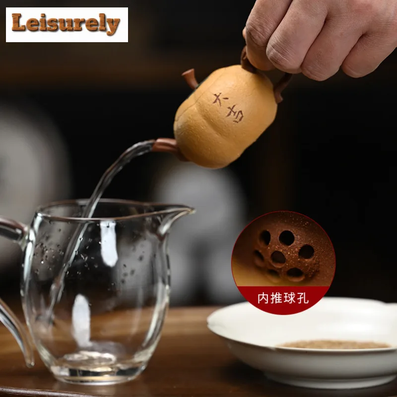 77ml Luxury Yixing Purple Clay Teapots Handmade Eggplant Pot Raw Ore Section Mud Kettle With Strainer Zisha Tea Set Tea Services