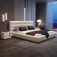 Lit double multifonction moderne et minimaliste, chambre à coucher Queen Size, rangement en bois, meubles de luxe 3