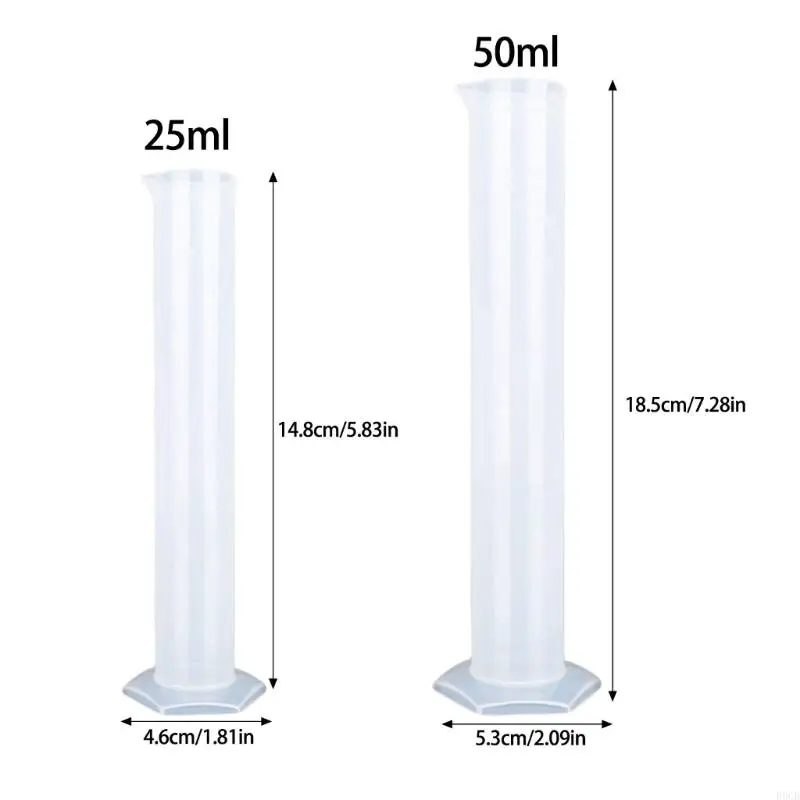R9CB 8 Pcs/Set 10-2000ml Graduated Cylinder with Hexagonal Base 2-Sided Marking Lab Cylinders Clear Measuring Cylinder Set