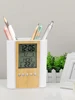 Clock Pen Holder Date Time Display Temperature Detection Ornaments Desktop Storage Decorative Perpetual Calendar Pen Holder 5